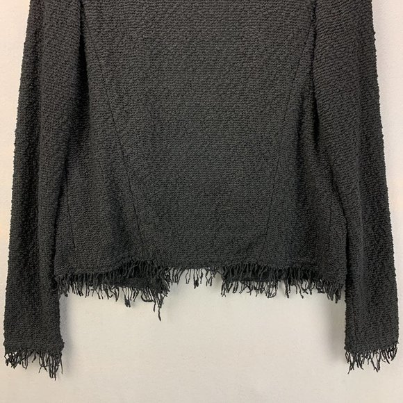 **SOLD**Iro Jacket Womens 40 US 8 Black Open Front Boucle Shavani Fringe Short - Picture 6 of 15